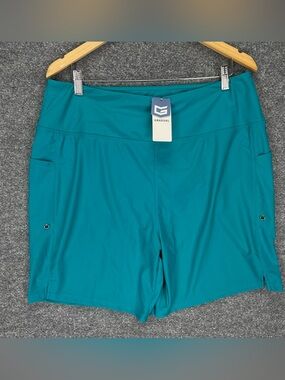 Gradual Women's Swim Board Shorts Size XXL Teal Blue Stretch Pockets 6” Bermuda